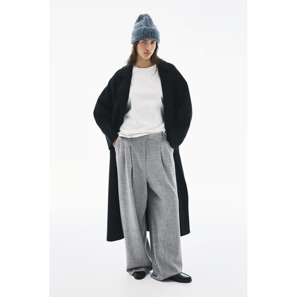 H&M Sz. 6 New Wide-Leg Loose Fit Pants in Gray Melange - Picture 2 of 16